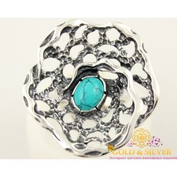 Серебряное кольцо 925 проба. Женское кольцо с вставкой Бирюза. 1312